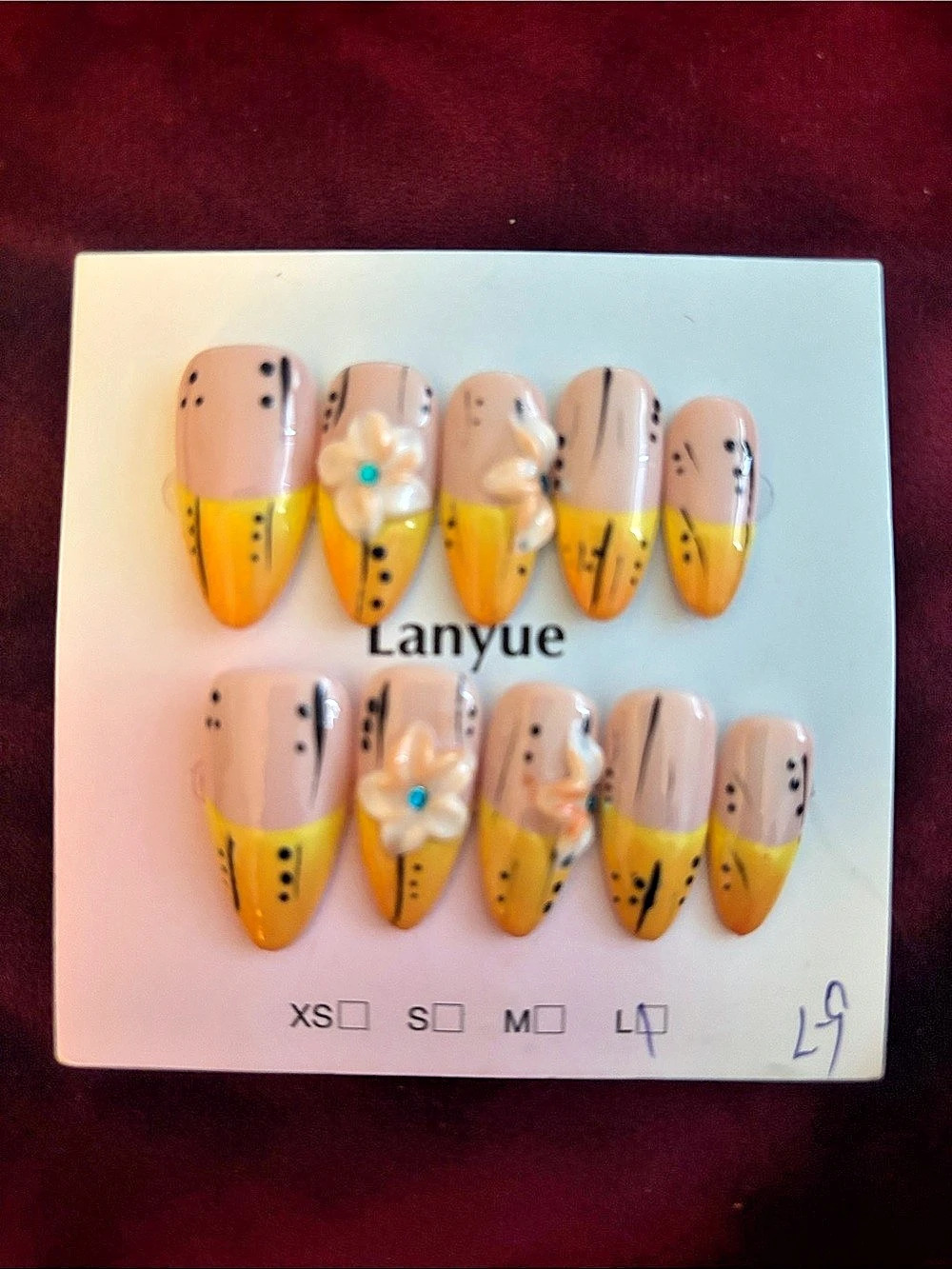 Lanyue Press-On Nails Yellow & Pink